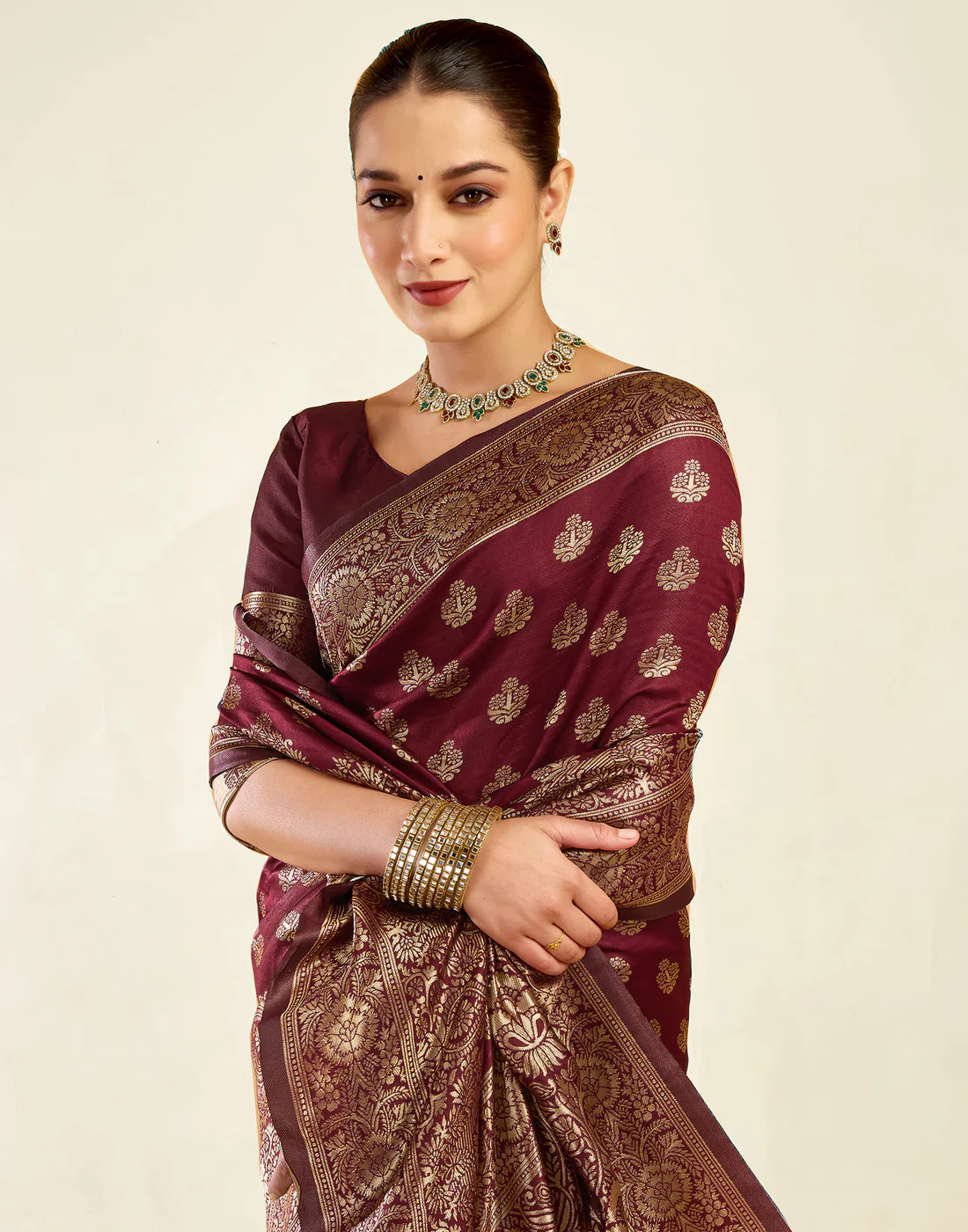 AXONIT Women's Silk Blend Banarasi Jacquard