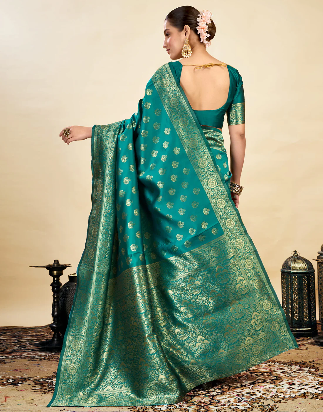AXONIT Women's Silk Blend Banarasi Jacquard