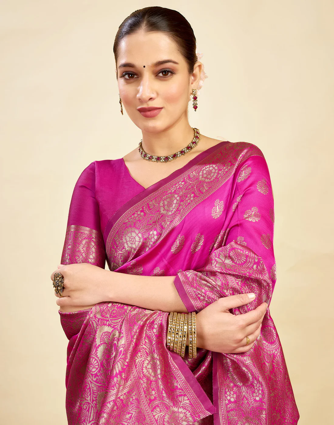AXONIT Women's Silk Blend Banarasi Jacquard