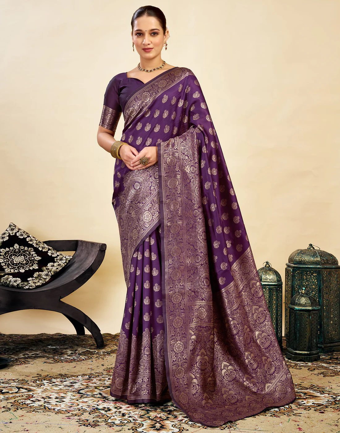 AXONIT Women's Silk Blend Banarasi Jacquard