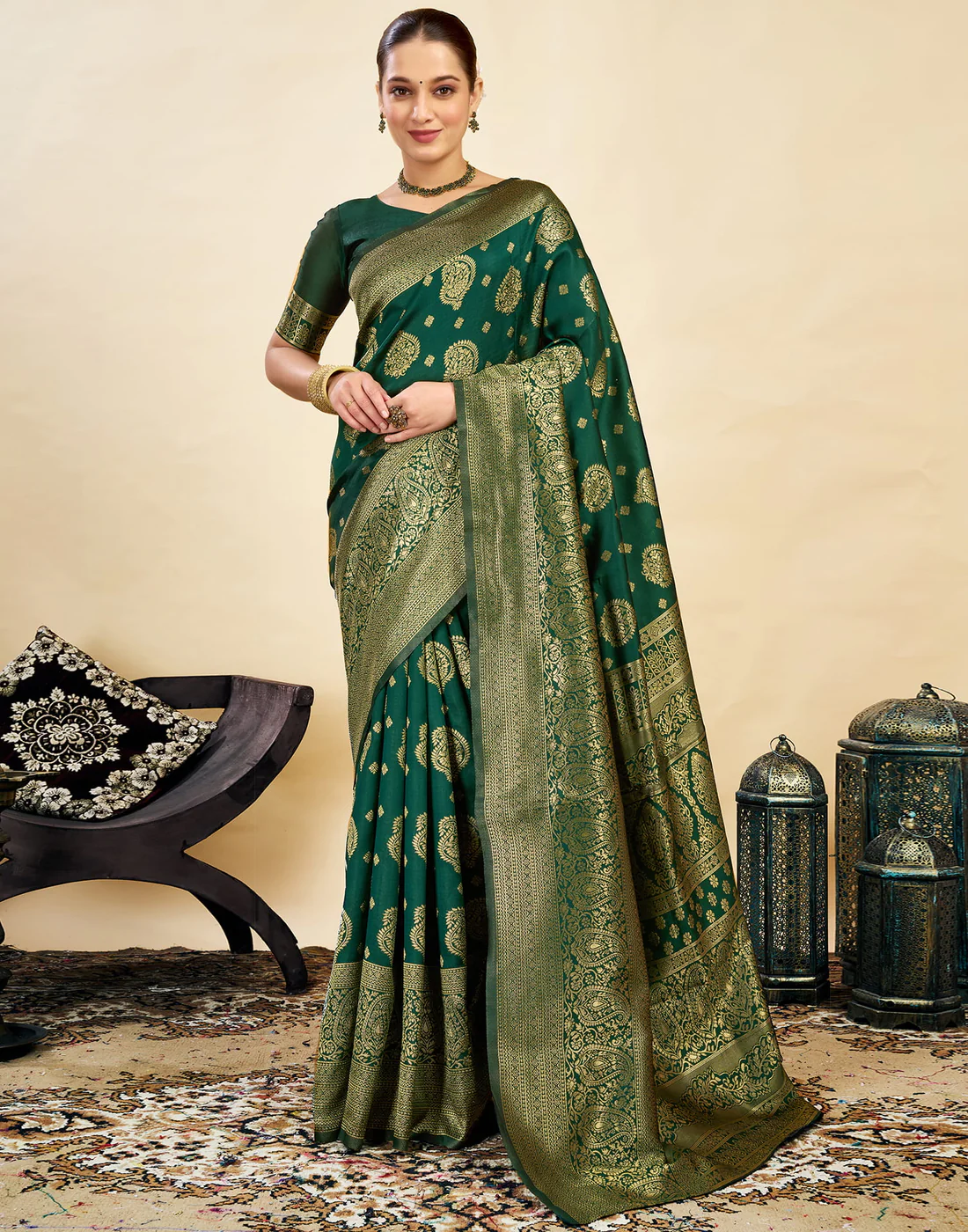 AXONIT Women's Silk Blend Banarasi Jacquard