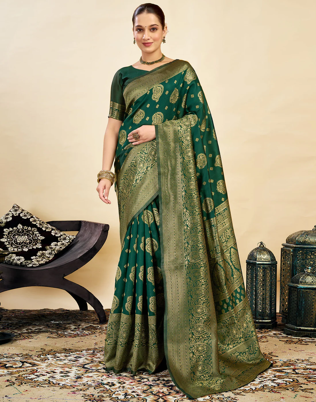 AXONIT Women's Silk Blend Banarasi Jacquard