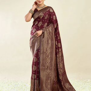 AXONIT Women's Silk Blend Banarasi Jacquard