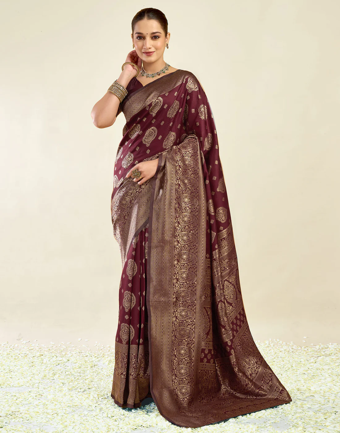 AXONIT Women's Silk Blend Banarasi Jacquard