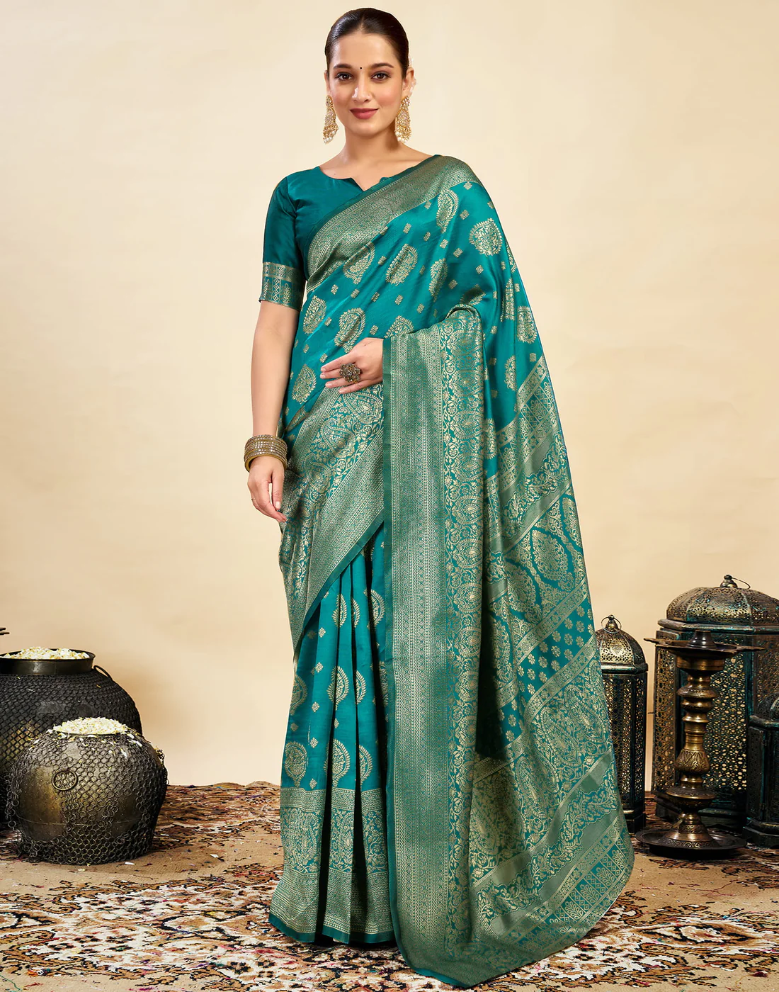 AXONIT Women's Silk Blend Banarasi Jacquard