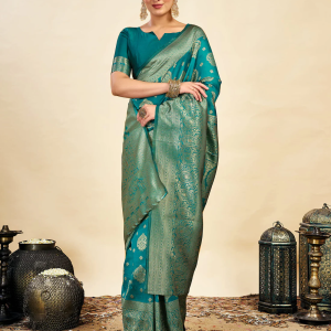 AXONIT Women's Silk Blend Banarasi Jacquard