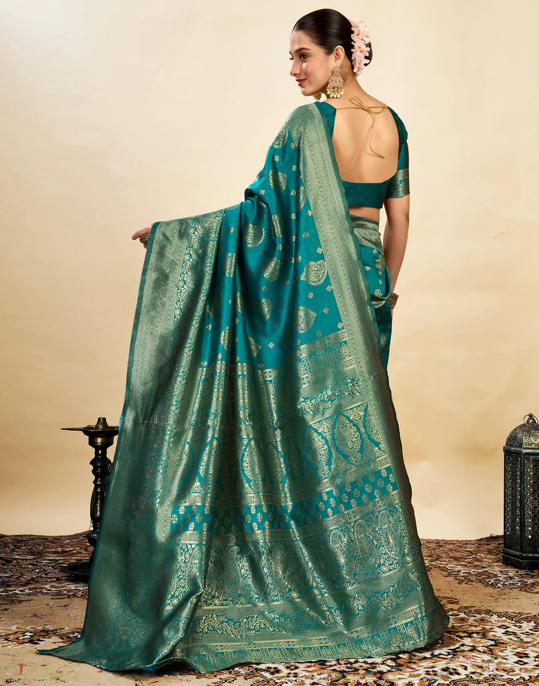 AXONIT Women's Silk Blend Banarasi Jacquard
