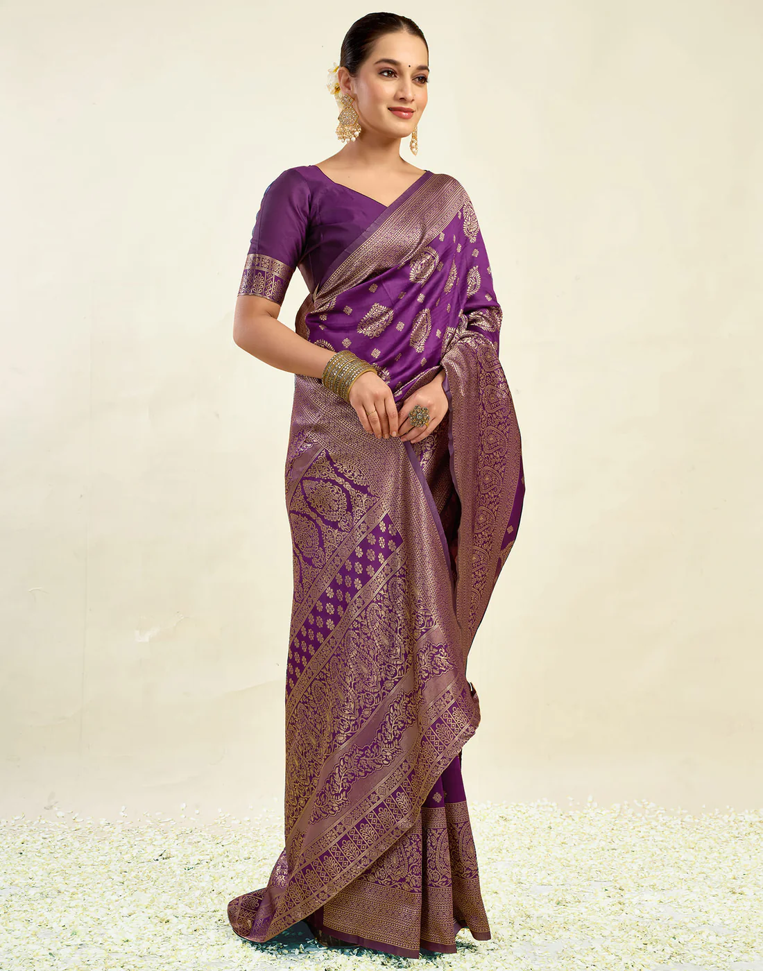 AXONIT Women's Silk Blend Banarasi Jacquard