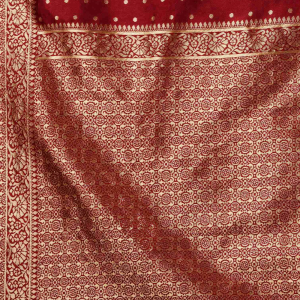 AXONIT Women's Silk Blend Banarasi Jacquard Traditional Motifs Design Saree with Unstitched Blouse Piece