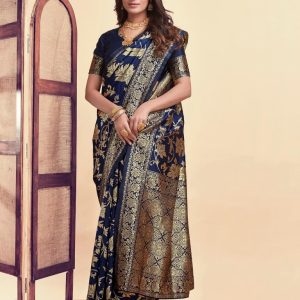 AXONIT Women's Silk Blend Banarasi Jacquard