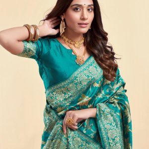 AXONIT Women's Silk Blend Banarasi Jacquard