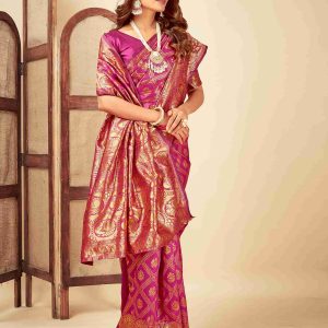 AXONIT Women's Silk Blend Banarasi Jacquard