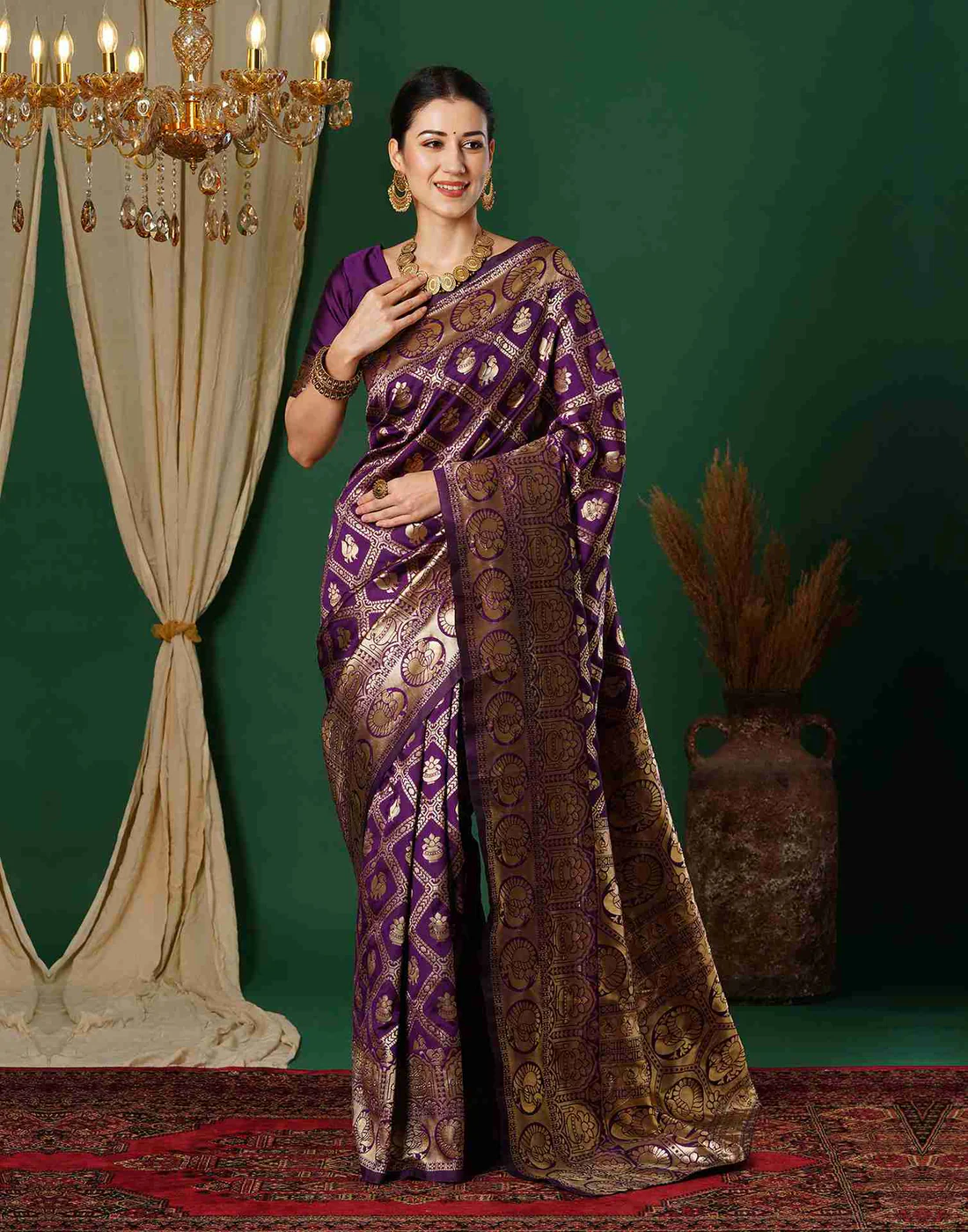 AXONIT Women's Silk Blend Banarasi Jacquard