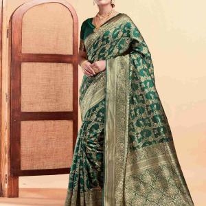 AXONIT Women's Silk Blend Banarasi Jacquard Floral