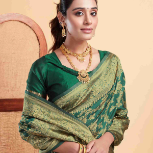 AXONIT Women's Silk Blend Banarasi Jacquard Floral