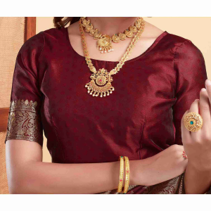 AXONIT Women's Silk Blend Banarasi Jacquard Floral