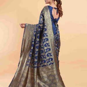 AXONIT Women's Silk Blend Banarasi Jacquard Floral