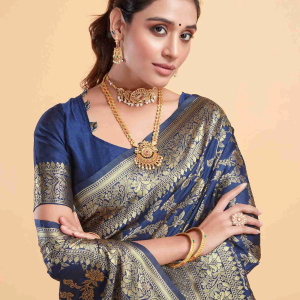 AXONIT Women's Silk Blend Banarasi Jacquard Floral