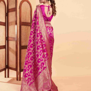 AXONIT Women's Silk Blend Banarasi Jacquard Floral