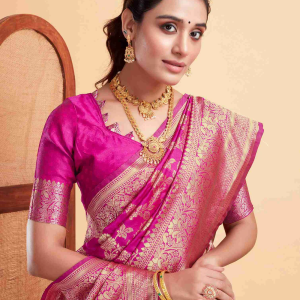 AXONIT Women's Silk Blend Banarasi Jacquard Floral