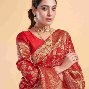 AXONIT Women's Silk Blend Banarasi Jacquard Floral