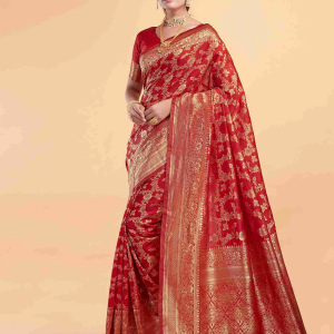 AXONIT Women's Silk Blend Banarasi Jacquard Floral