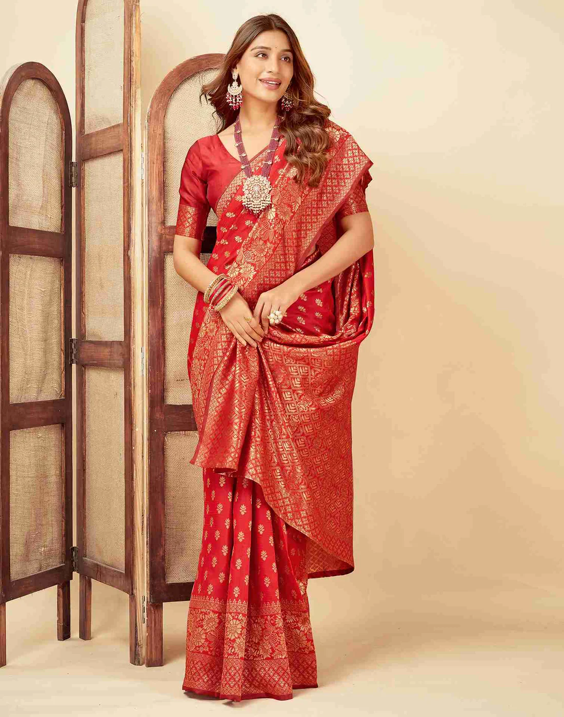 AXONIT Women's Silk Blend Banarasi Jacquard