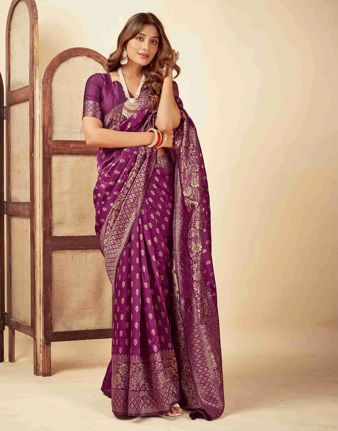 AXONIT Women's Silk Blend Banarasi Jacquard