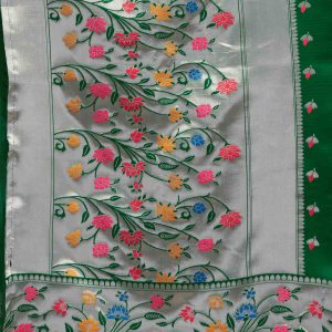 AXONIT Women's Silk Blend Banarasi Jacquard Multicolor Floral