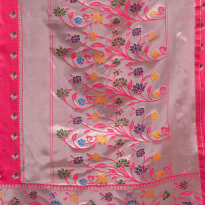 AXONIT Women's Silk Blend Banarasi Jacquard Multicolor Floral