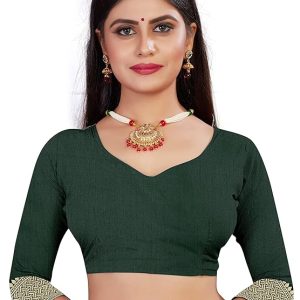 AXONIT Women's Silk Blend Banarasi Jacquard Zari Butta with Brocade Pallu Design Saree with Unstitched Blouse Piece