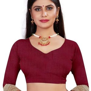 AXONIT Women's Silk Blend Banarasi Jacquard Zari Butta with Brocade Pallu Design Saree with Unstitched Blouse Piece