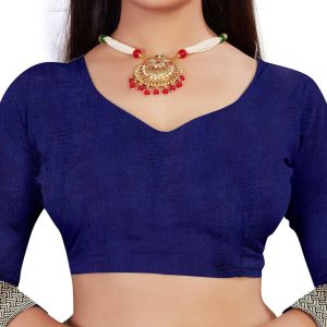 AXONIT Women's Silk Blend Banarasi Jacquard Zari Butta with Brocade Pallu Design Saree with Unstitched Blouse Piece