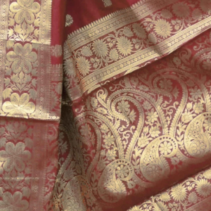 AXONIT Women's Silk Blend Banarasi Jacquard Floral & Paisley Design Saree with Unstitched Blouse Piece