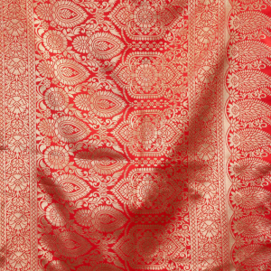 AXONIT Women's Silk Blend Banarasi Jacquard Classic Motif Design Saree with Unstitched Blouse Piece
