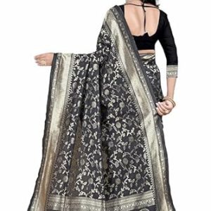 AXONIT Women's Silk Saree with Floral & Paisley Weaving & Traditional Golden Pallu with Unstitched Blouse Piece