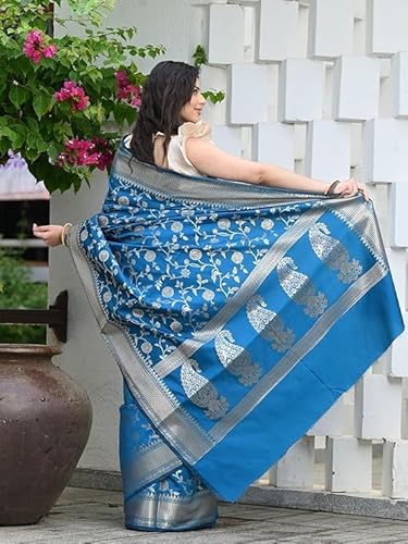 AXONIT Women's Silk Saree with Floral & Paisley Weaving & Traditional Golden Pallu with Unstitched Blouse Piece
