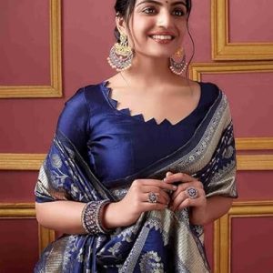 AXONIT Women's Silk Saree with Floral & Paisley Weaving & Traditional Golden Pallu with Unstitched Blouse Piece