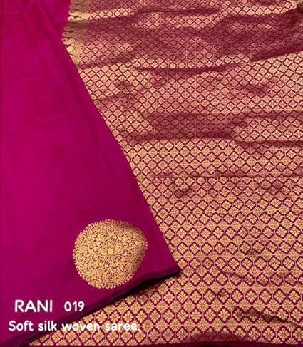 AXONIT Women's Silk Saree with Polka Butti Weaving & Golden Zari Pallu with Unstitched Blouse Piece
