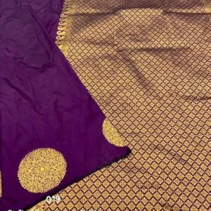 AXONIT Women's Silk Saree with Polka Butti Weaving & Golden Zari Pallu with Unstitched Blouse Piece