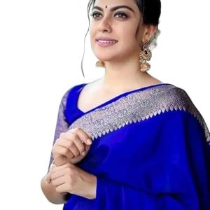AXONIT Women's Premium Jacquard Silk Saree with Floral Brocade Border & Pallu Design with Unstitched Blouse Piece