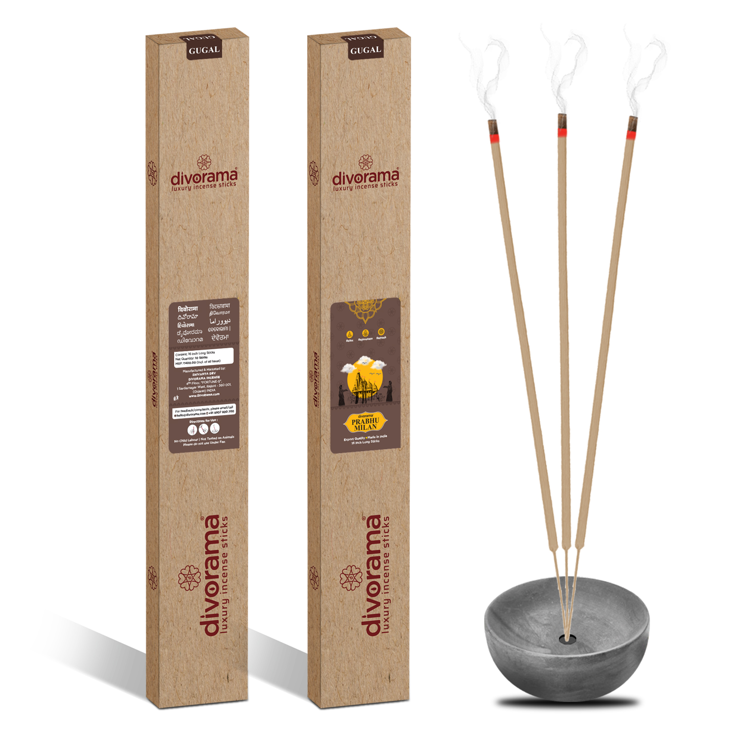 DivoRama Premium Prabhu Milan Incense Sticks - Sweet Floral Fragrance-16" long-lasting Aroma Agarbatti to fill every corner with a Spiritual Vibe this Festive Season - 10 Sticks/Pack