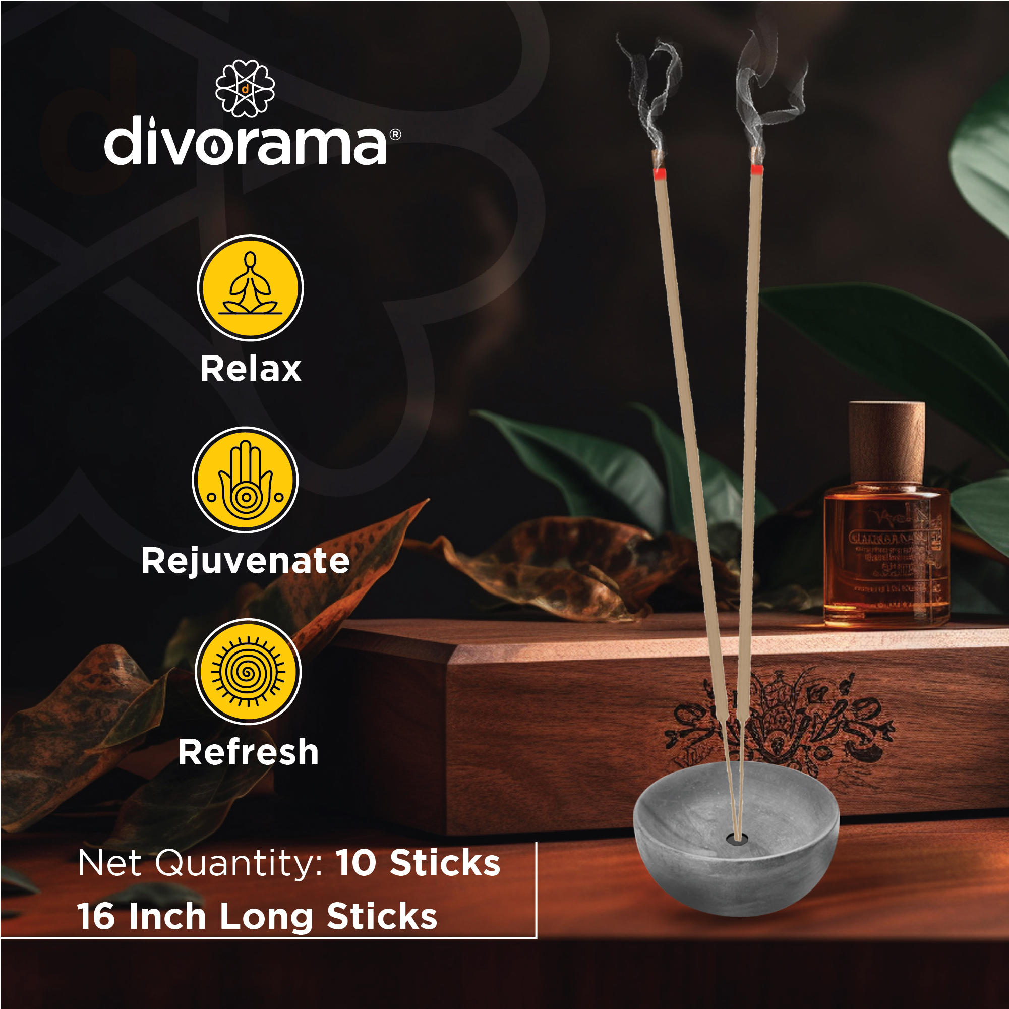 DivoRama Premium Prabhu Milan Incense Sticks - Sweet Floral Fragrance-16" long-lasting Aroma Agarbatti to fill every corner with a Spiritual Vibe this Festive Season - 10 Sticks/Pack
