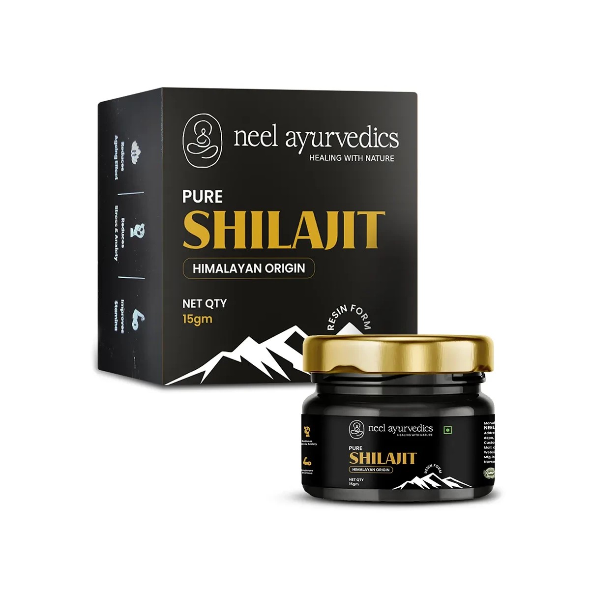 Neel Ayurvedics ShilajIt Resin - 15 Gm | Premium Quality | Boosts Energy