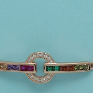 925 Sterling Silver Rainbow Connector Bracelet for Women | Colorful CZ Rainbow Bar Bracelet in 925 Sterling Silver