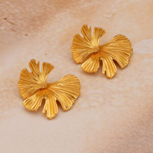 AGOR 925 Silver Gold-Plated Textured Bloom Stud Earrings